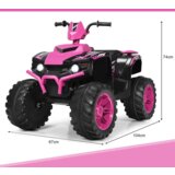  12V električni dječji kvad s svjetlima, glazbom i sirenom, od 3 do 7 godina (do 35 kg) - ružičasti | shoptok.hr