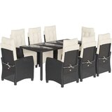  9-dijelni vrtni blagovaonski set s jastucima crni od poliratana | shoptok.hr