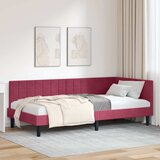  Kutni okvir kreveta Vinska crvena 100 cm x 200 cm Baršun | shoptok.hr