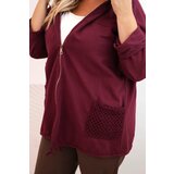 Kesi Włoski Women's Plus Size cotton oversized sweatshirt long sleeve burgundy | shoptok.hr