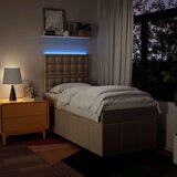 vidaXL Box spring postelja z vzmetnico krem 100x200 cm blago, (21308056) | Shoptok.si