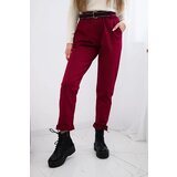Kesi Włoski Viscose trousers with a fine pattern burgundy Cene
