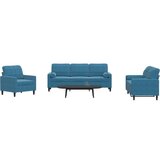vidaXL 3-dijelni set sofa s jastucima plavi baršunasti | shoptok.hr