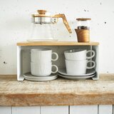 YAMAZAKI Bela/v naravni barvi kovinska dodatna kuhinjska polica 30,5x14 cm Tosca – | Shoptok.si