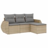  The Living Store Vrtna sedežna garnitura 4-delna z blazinami bež poli ratan - Vrtna Sedežna Garniture, (21455117) | Shoptok.si