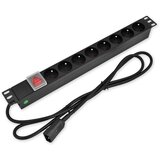 LAN-TEC PD.0810.100 - 19" npr. panel, 1U, 8 x 230 V, izklopljen, vtič C14 | Shoptok.si