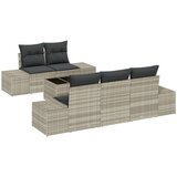 vidaXL 6-delna vrtna sedežna garnitura z blazinami svetlo siva poli ratan, (22092988) | Shoptok.si