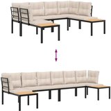  4-dijelni set vrtnih sofa s jastucima čelik obložen prahom crni | shoptok.hr