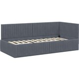 vidaXL Kotna postelja z vzglavjem Temno siva 90 x 200 cm Žamet, (5000069078) | Shoptok.si