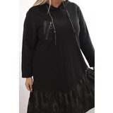 Kesi Włoski Plus Size women's cotton dress with a hood and ruffle black | Shoptok.si