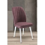 Hanah home set trpezarijskih stolica Platinum 6 kom, puder roze tkanina Jerry, bele metalne noge | Eponuda.com