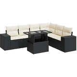 Maison Chic Seti vrtnega pohištva - Vrtna garnitura - Vrtni pohištvo set 7-delna z blazinami črn poli ratan, (21803641) | Shoptok.si