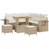vidaXL 8-dijelni Vrtni Sofa Set s Jastučićima Bež Poly Ratan Akacija | shoptok.hr