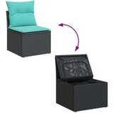  Vrtna garnitura - 9-dijelni set vrtnih sofa od poliratana s jastucima crni - Crna 5x kutna + 3x srednja + stol 1 | shoptok.hr