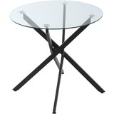 HOMCOM Steklena okrogla miza s prekrižanimi kovinskimi nogami, sodobna mizica za dnevno sobo in kabinet, 80x80x75 cm, črna, (20745689) Cene