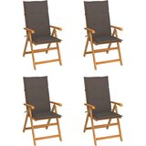 The Living Store Vrtni stoli 4 kosi s taupe blazinami trdna tikovina - Vrtni Stol, (21479189) | Shoptok.si