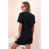 Kesi Włoski Women's punto set with short sleeves and shorts navy blue | Shoptok.si