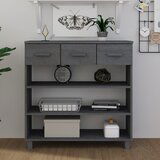 The Living Store Konzolna mizica HAMAR temno siva 90x35x90 cm trdna borovina - Konzolna Mizica, (21662217) | Shoptok.si