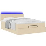  Otomanski krevet s madracem i LED krem 140x190 cm tkanine | Eponuda.com