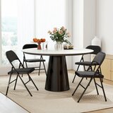  Set od 4 sklopive stolice metalne noge izgled lana crna | shoptok.hr