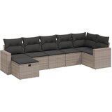 Maison Chic Seti vrtnega pohištva - Vrtna garnitura - Vrtni pohištvo set 7-delna z blazinami siv poli ratan, (21802514) | Shoptok.si