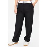 Trendyol Curve Black Wide Leg/Wide Leg Contrast White Waist Detail Plus Size Fabric Trousers | Eponuda.ba