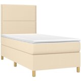  Krevet s oprugama i madracem krem 90 x 190 cm od tkanine | shoptok.hr