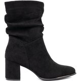 Shelvt Black suede ankle boots with elegant ruffles | Shoptok.si
