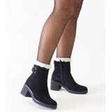Gemre Black heeled ankle boots decorated with faux fur eco-suede Amtula | Shoptok.si