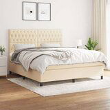  Krevet s oprugama i madracem krem 180x200 cm od tkanine | shoptok.hr
