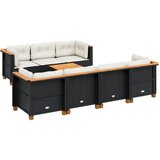 Maison Chic Seti vrtnega pohištva - Vrtna garnitura - Vrtni pohištvo set 8-delna z blazinami črn poli ratan, (21799093) | Shoptok.si