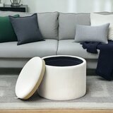  Tabure za odlaganje s prostorom za pohranu okrugli oslonac za noge korduro tkanina MDF krem ​​bijela | shoptok.hr