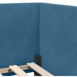 VidaXL Kotna postelja z vzglavjem Modra 90 cm x 190 cm blago Slike
