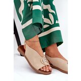 Boto Flat elegant sandals with decoration beige Iseliria | Shoptok.si