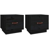 Maison Chic Dvo delni komplet Nočne omarice - Nočne mize črna 40x34x35 cm trdna borovina, (21688588) Cene