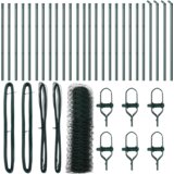vidaXL Heksagonalna ograja Zelena 0.8x50 m Jeklo, Ograjni stebri 13 kos Zelena Ø32 mm 120 cm Galvanizirano jeklo | Shoptok.si