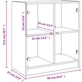  Bočni ormarić sa staklenim vratima boja hrasta 68x37x75 5 cm | shoptok.hr