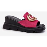 VINCEZA Women's sandals in eco suede on a wedge and platform with golden decoration fuchsia Iaria | Shoptok.si