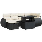 Maison Chic Seti vrtnega pohištva - Vrtna garnitura - Vrtni pohištvo set 7-delna z blazinami črn poli ratan, (21802202) | Shoptok.si