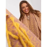 Fashionhunters Navy yellow and purple women's winter scarf with patterns