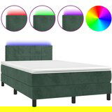  Krevet box spring s madracem LED tamnozeleni 120x200 cm baršun | shoptok.hr