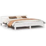 vidaXL Posteljni okvir brez vzmetnice bel 200x200 cm trdna borovina | Shoptok.si