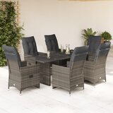vidaXL 7-dijelni vrtni bistro set od poliratana s jastucima sivi Cijene