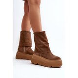 Zazoo 3410 Suede Women's Boots on Chunky Platform Camel | Shoptok.si