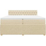  Krevet s oprugama i madracem krem 200 x 200 cm od tkanine | shoptok.hr