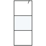 Pregrada za tuš crna 80 x 195 cm s napola mutnim staklom ESG | shoptok.hr