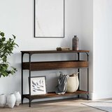 vidaXL Konzolna mizica s polico rjavi hrast 100x29x75 cm inž. les | Shoptok.si