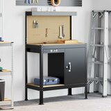  Radna klupa Crna 90 x 49 x 141 cm Projektirano drvo i metal | shoptok.hr
