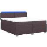  Krevet s box springom, madracem i LED-om Tamno smeđa Tkanina 200 x 200 cm | Shoptok.si