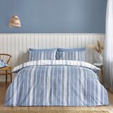 Catherine Lansfield Bela/modra posteljnina za zakonsko posteljo 200x200 cm Harbour Stripe – | Shoptok.si